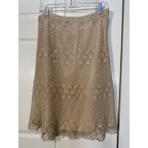 Thumbs Up Silk Blend Skirt Tan Size Large